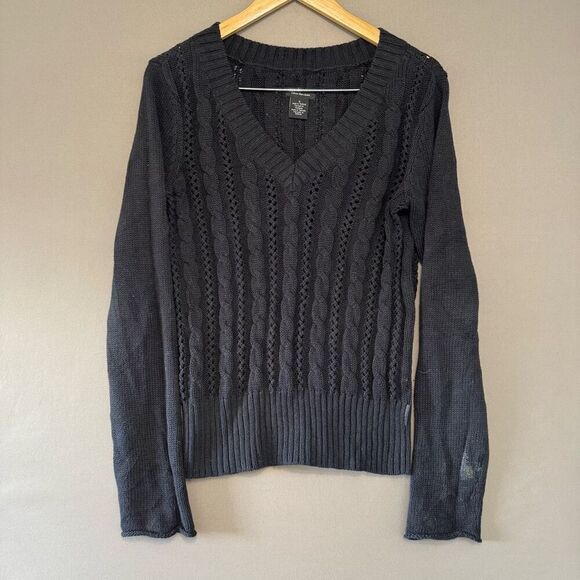 Calvin Klein Jeans Women’s Black Knit V-Neck Sweater Size Medium 2000s - Picture 1 of 12